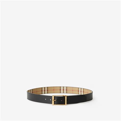 Reversible Check Belt in Archive beige/gold 